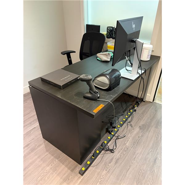 L2 - Desk Station Including Desk (59x29.5x29"), Monitor, Power Bar, Label Maker, Office Chair, Etc.