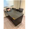 Image 1 : L2 - Desk Station Including Desk (59x29.5x29"), Office Chairs (x2), Lamp, Misc. Items, Etc.