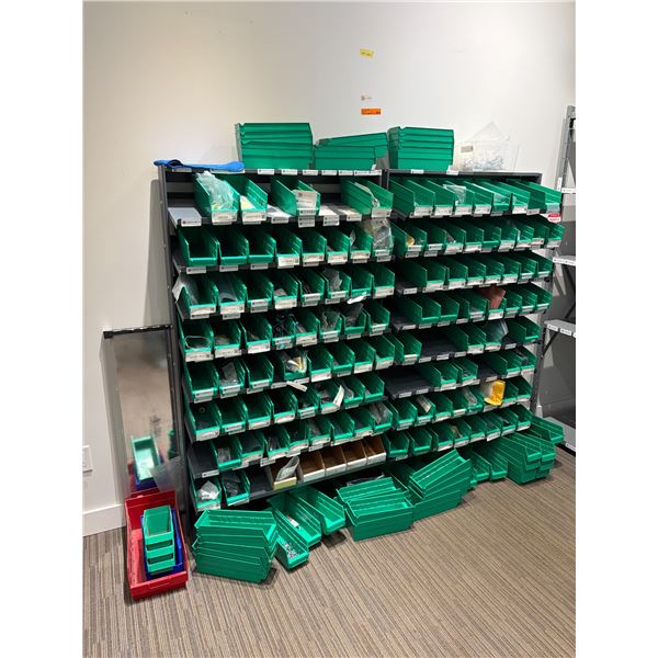 L2 - Plastic Bin Organizer Rack w/ Plastic Bins & Misc. Hardware