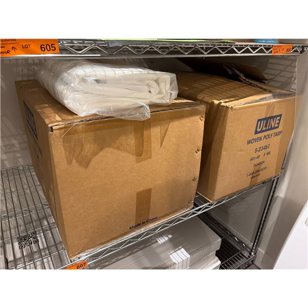 L2 - Shelf - x2 Boxes of Uline 60x60" Woven Poly Tarps