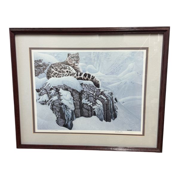 L1 - Gerald S Heath Signed Limited Edition Print "Snow Leopard", Numbered 104/1950, H17.5" x W21.5"