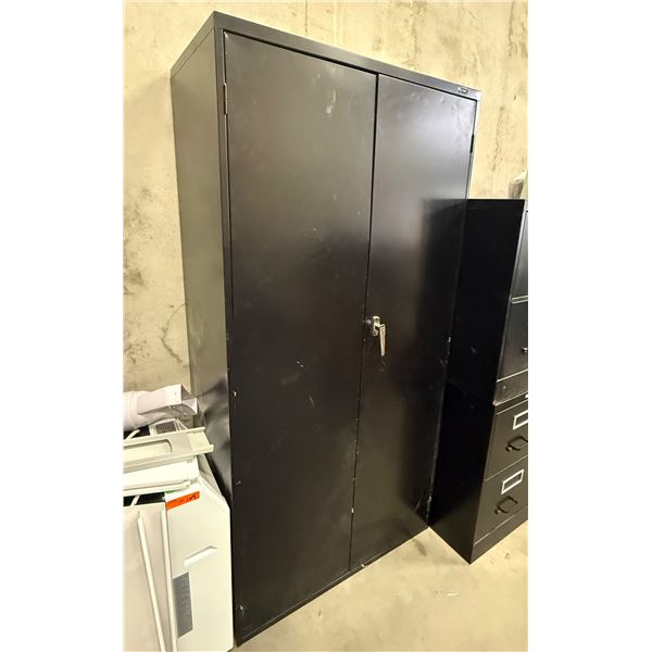 L1 - Black Metal Double-Door Storage Cabinet, H72" x W36"