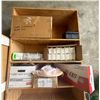 Image 1 : L1 - Group of Desktop Metal Stands, Space Heater, Exit LED Signs, and Credit Card Receipt Boxes
