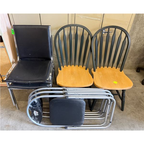 L1 - 4 Desk Chairs and 3 Folding Chairs, Various Styles