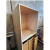 Image 2 : L1 - Wooden Multi-Shelf Cabinet with 3 Sliding Drawers, H65" x 27" - some wear , as-is