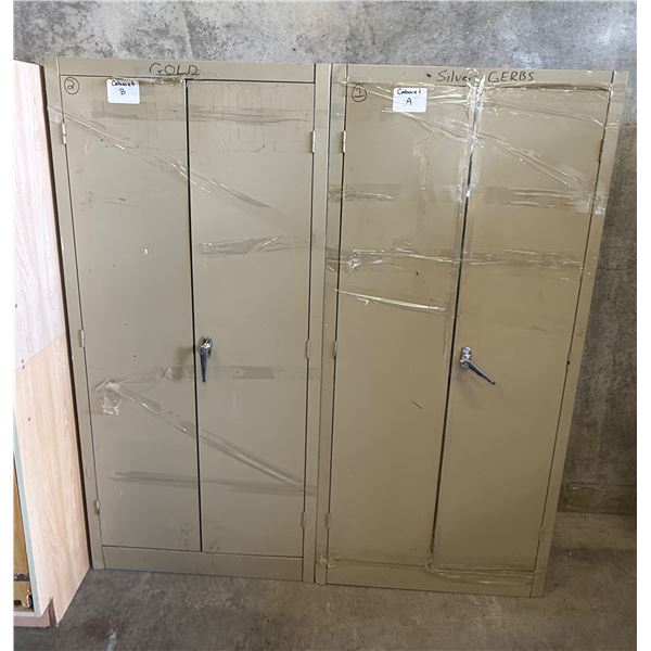 L1 - 2-Pcs Metal Double-Door Cabinets , H66" x W29" Each - some wear, as-is