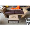 Image 1 : L1 - Mixed Lot - Woven Wicker Bench (54"), Wooden Footstool (W22"), Metal Kitchen Strainers and Clot