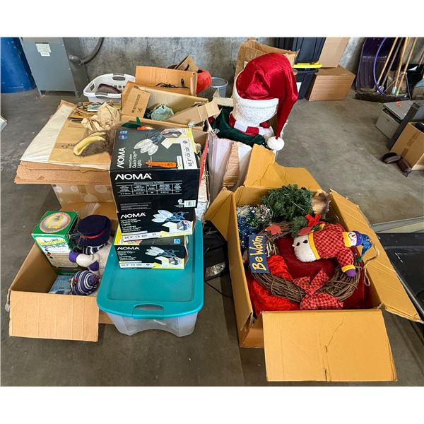 L1 - Large Group of Holiday Decor and Electrical Items: NOMA Quick-Clip Christmas Lights, Wreaths &