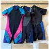 Image 1 : L1 - Assorted 3-Pcs Shorty Neoprene Diving Wetsuits and Pair of Body Glove Swim Fins