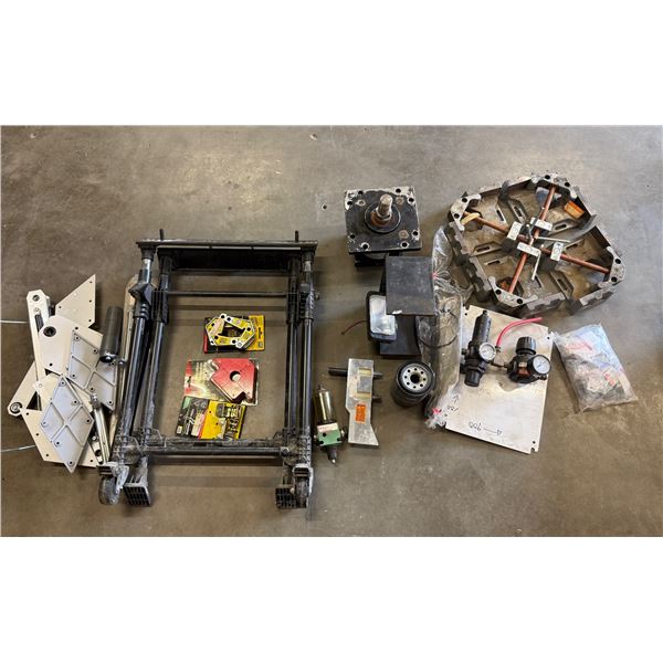 L1 - Group of Machinery Parts - Corner Clamps, Air Pressure Regulators/Gauges, Welding Magnets, Roll