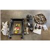 Image 1 : L1 - Group of Machinery Parts - Corner Clamps, Air Pressure Regulators/Gauges, Welding Magnets, Roll