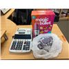 Image 1 : L1 - Canon MP49D Printing Calculator, Magic Bullet Personal Blender, and Assorted Plastic Label Hold