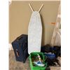 Image 3 : L1 - Mixed Misc Lot: Rolling Suitcase, Ironing Board, Fan, Metal Storage Cases, and Group of Electri