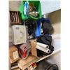 Image 4 : L1 - Mixed Misc Lot: Rolling Suitcase, Ironing Board, Fan, Metal Storage Cases, and Group of Electri