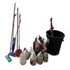 Image 1 : L1 - 2 Fire Extinguishers and Assorted Janitorial including Mops, Brooms, Cleaning Chemical Jugs, Tr