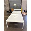 Image 1 : L3 - Group of 2  Square white tables & Desk - approx. 55x55" & 63"x 31 1/2"