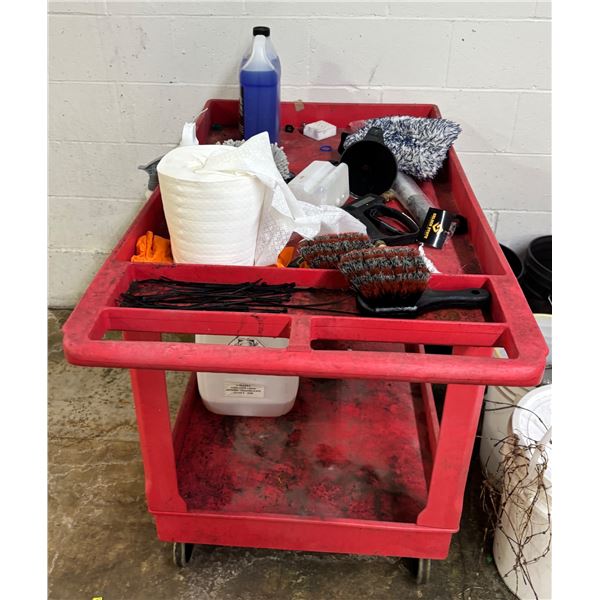 L3 - Red Cart & Content - includes Car Waterless Wash RENU/ Cleaning Brushes & Buckets