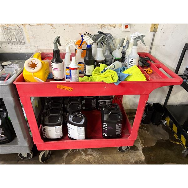 L3 - Red Mobile Car Detailing Station- includes Cart / Large Group of RENU Interior & Spray Wax / RE