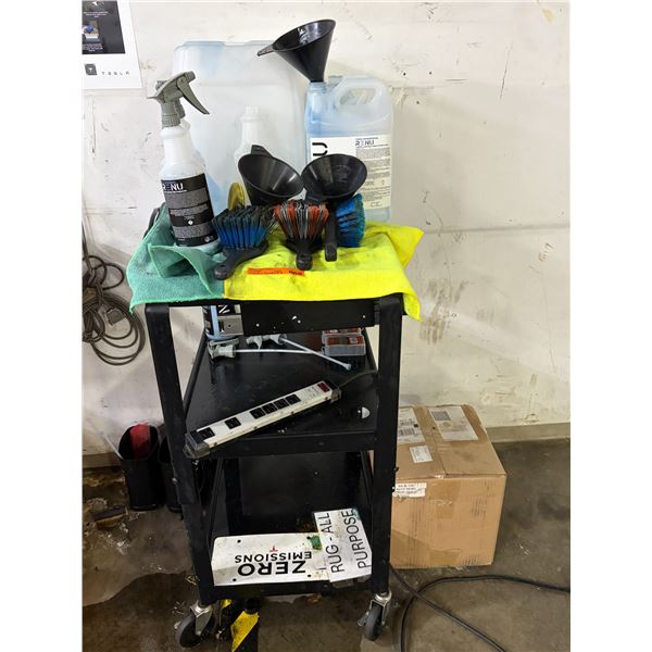 L3 - Car Detailing Station - includes Built-in Power Outlets Rolling Cart / Microfiber Cloths / Brus