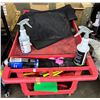 Image 1 : L3 - Red Mobile Cart Detailing Station- includes RENU Spray Bottles / Brush & Mop Detailing Supplies