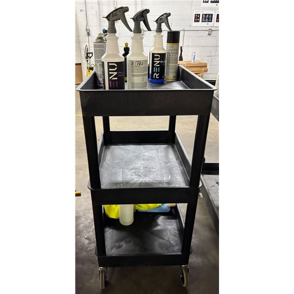 L3 - 3-Tier Mobile Cart Detailing Station - includes RENU Spray Bottles / Rupes Cleaners / Microfibe