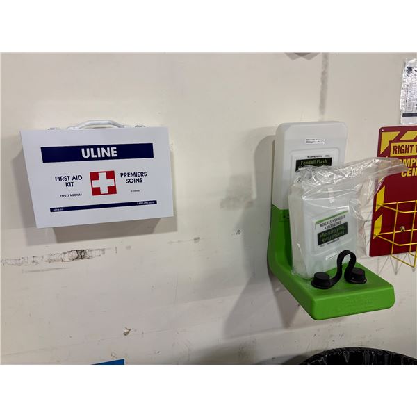L3 -  Professional Wall-Mounted ULINE First Aid Kit & Sperian Emergency Eyewash Station