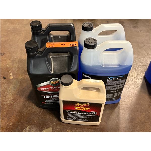 L3 - Group of 5 Assorted Car Detailing Cleaning Products - includes x2 RENU Waterless Wash / Meguiar