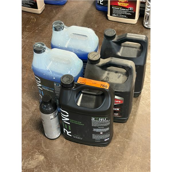L3 - Group of 6 Assorted Car Detailing Cleaning Products - includes x2 RENU Waterless Wash, Detergen