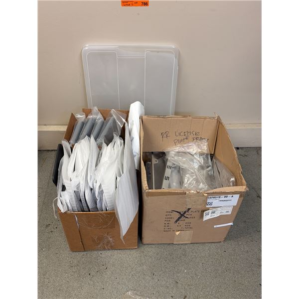 L3 - NEW Tesla Group of 3 Boxes of License Plate Frames Kit - includes Laser Etched Black Chrome Pla