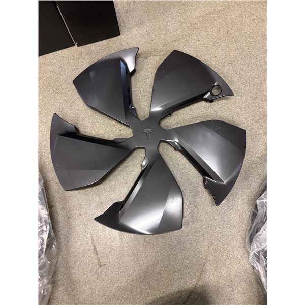 L3 - NEW Tesla 4-pcs "Cross Flow" Wheel Cover (aerocaps, Model Y) - R.V. $230 / Part No. 2188235-00-