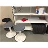 Image 1 : L3 - 5-Tier White Metal Shelf & 3 Modern Stools - includes Floor Mats (Contents Milwaukee not includ