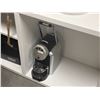 Image 3 : L3 - White Modern Cabinet & Content - includes Nescafe Coffee Machine & White Leather Metal Frame Ba