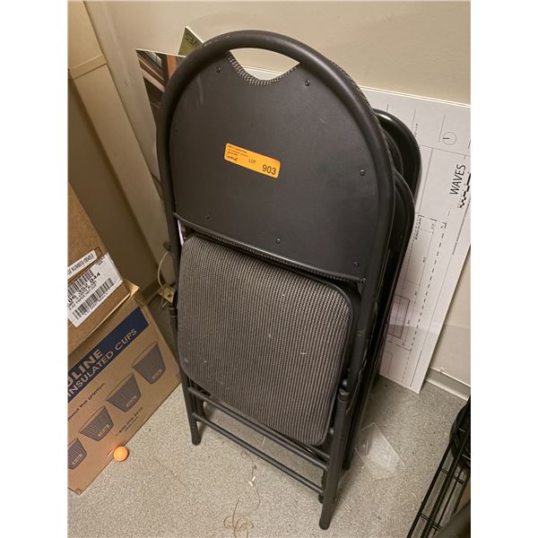 L3 - Group of 8 Assorted Black Folding Chairs & Posters