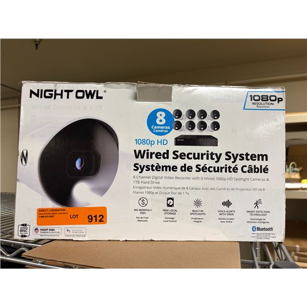 New - Night owl Wired Security System - 8 Cameras, 1080p HD resolution - RV: $600