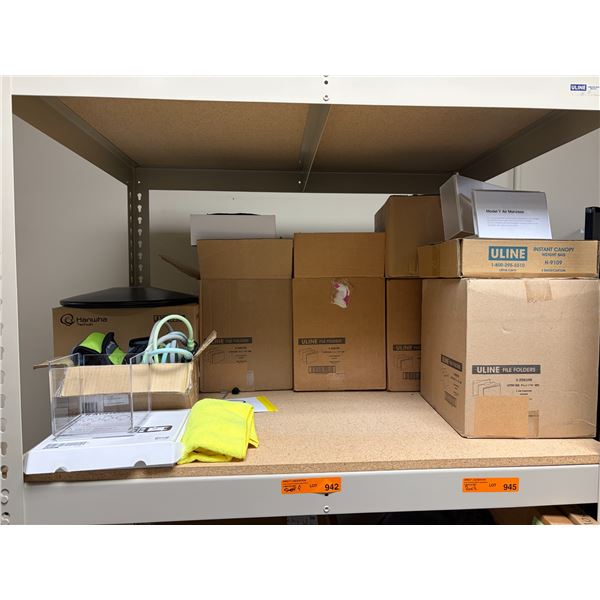 Shelf Lot of Misc Stuff - Includes File Folders, Instant Canopy etc