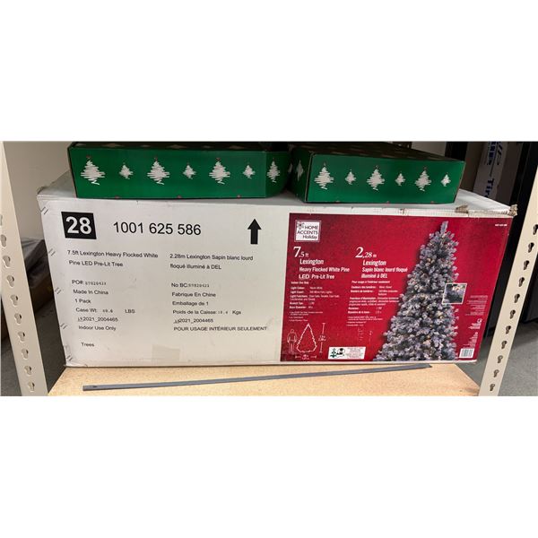 New - Lexington Heavy Flocked White Pine LED Christmas Tree - 7.5 ft