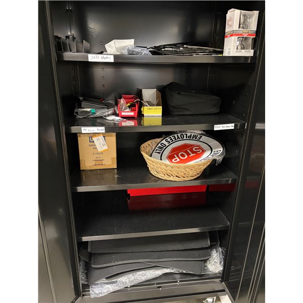 Misc Cabinet Contents - Includes Door Knobs, License Plate Frames, Carpets etc
