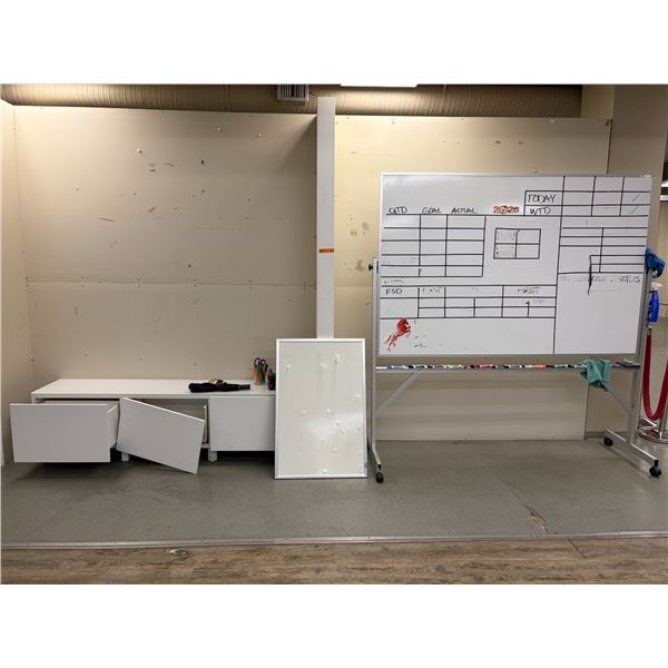 Group of Misc Items - Includes White Board, Markers, Media Unit etc