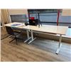 Image 1 : Group of 2 White Height Adjustable Desk with Contents - Approx 60"W x 31"D x 30"L