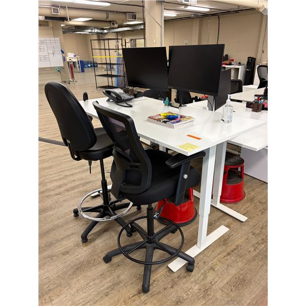 Group of Misc Office Items - Includes Height Adjustable desks, Office Chairs, Monitors etc