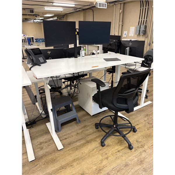 Group of Misc Office Items - Includes Height Adjustable desks, Office Chairs, Monitors etc