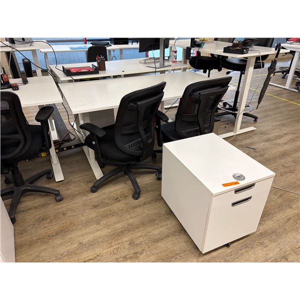 Group of Misc Office Items - Includes Height Adjustable desks, Office Chairs, File Cabinet etc