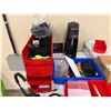 Image 4 : Group of Misc Office Items, Desk, Stationary & Cabinet