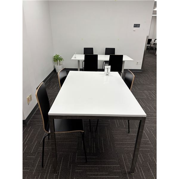 L2 -Group - Adjustable Height Table w/ 4 Black Wooden Chairs - 63x31.5" & Table w/ 3 Chairs - 53x30x