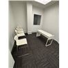 Image 1 : L2 - Contents of Room - (x5) White Stools w/ Chrome Legs & 2 Drawer Desk - 56x20x29.5"