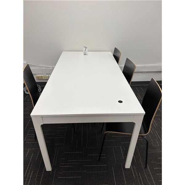 L2 - White Wooden Table w/ 4 Chairs - 71x35x29.5"