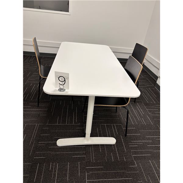 L2 - Adjustable Height Table w/ 3 Black Chairs - 63x31.5"