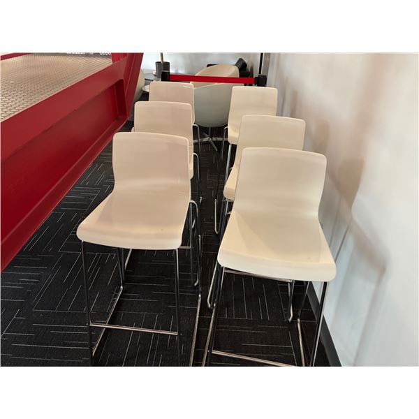 L2 - 6pc - White Bar Stools w/ Chrome Legs