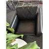 Image 2 : L2 - 5pc - (x3) Black Leather Chairs, Coffee Table & Plant