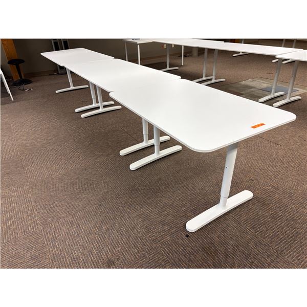 L2 - 3pc - Adjustable Height White Office Desks/Tables - 63x31.5" Top